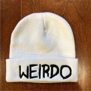Jeffree Star Unisex Weirdo Knit Beanie, White & Black, Embroidered Letters, NWOT